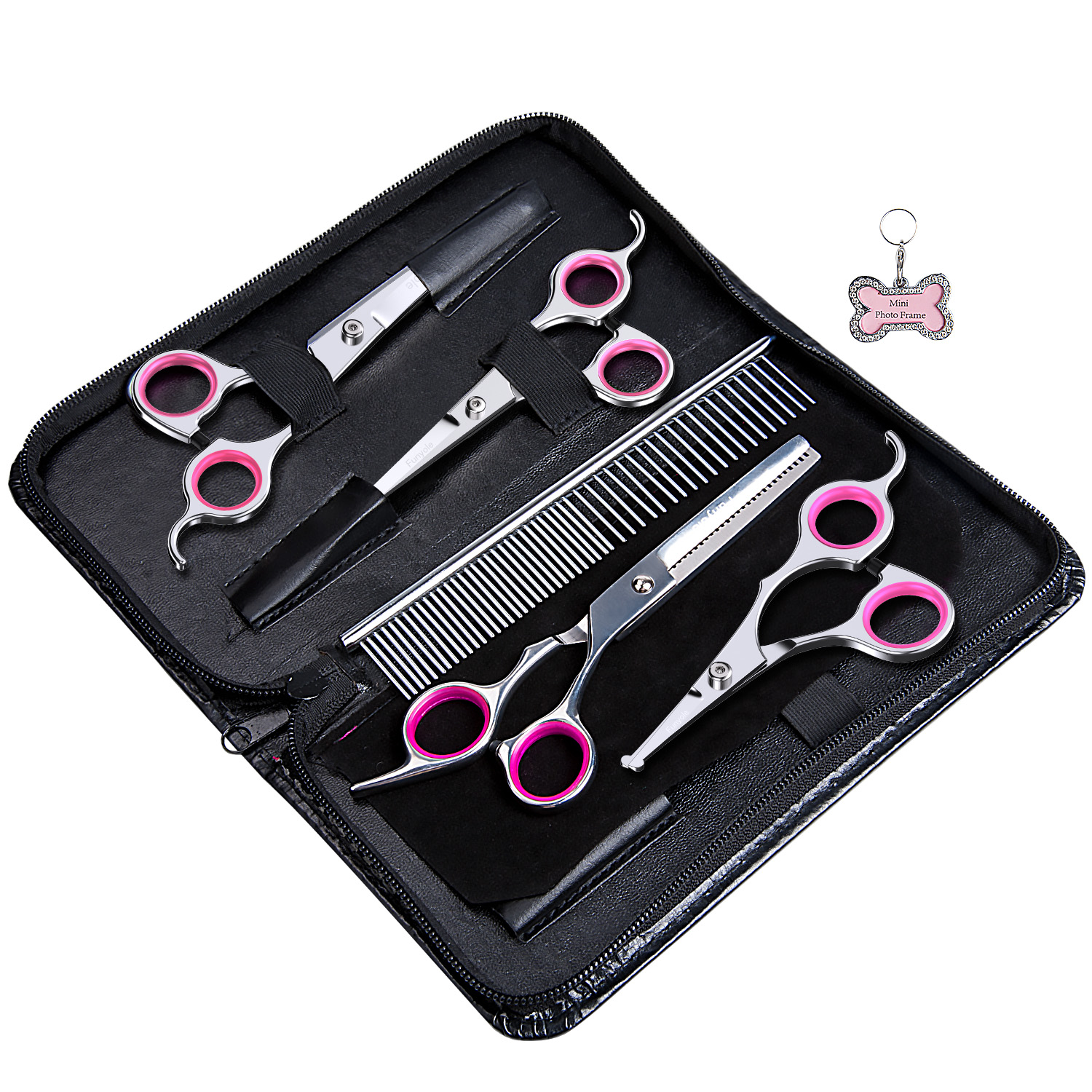 Funyole Grooming Scissors Kit for Dogs, 6CR Stainless Steel with Safety